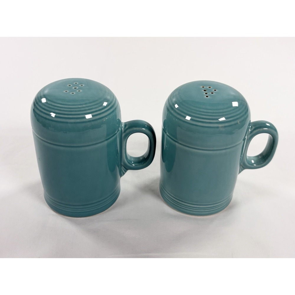Vintage Fiesta Turquoise Rangetop Salt and Pepper Shakers Set Fiestaware HLC USA
